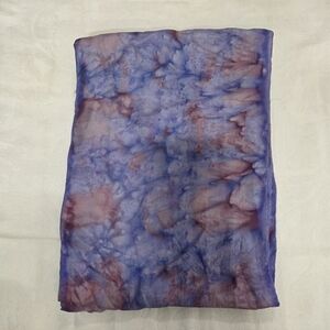 Tie-Dye Scarf in Blue and Pink With Purple
